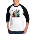 thumbnail image 1 of CafePress - Pumpkin Skeleton Drinking Coffee Shirt, Funny Hall - Cotton Baseball Jersey, 3/4 Raglan Sleeve Shirt, 1 of 4