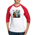 thumbnail image 1 of CafePress - Pumpkin Skeleton Drinking Coffee Shirt, Funny Hall - Cotton Baseball Jersey, 3/4 Raglan Sleeve Shirt, 1 of 4