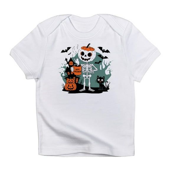 CafePress - Pumpkin Skeleton Drinking Coffee Shirt, Funny Hall Infant T Shirt - Infant T-Shirt