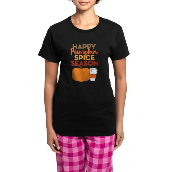 CafePress - Pumpkin Spice Season Pajamas - Women's Short Sleeve Print T-Shirt and Pants Dark Cotton Pajama Set