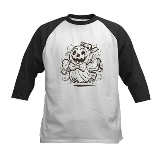 CafePress - Pumpkin T Shirt Kids Baseball T Shirt - Kids Cotton Baseball Jersey, 3/4 Sleeve Shirt