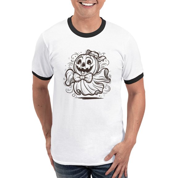 CafePress - Pumpkin T Shirt Men's Ringer T Shirt - 100% Cotton Ringed T-Shirt