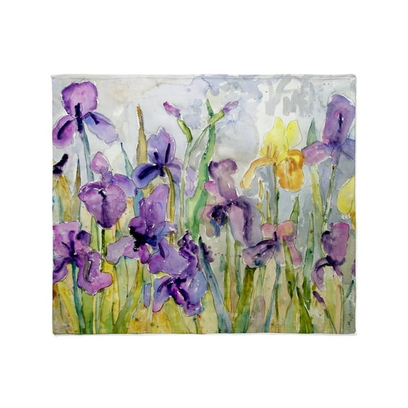 CafePress - Purple And Yellow Iris Romantic Ruff Throw Blanket - Soft Fleece Throw Blanket, 50"x60" for All Ages