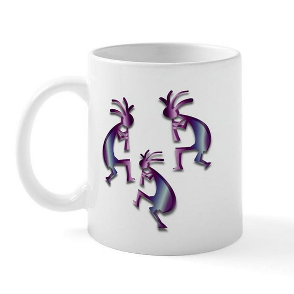 CafePress - Purple & Blue Kokopelli Mug - 11 oz Ceramic Mug - Novelty Coffee Tea Cup