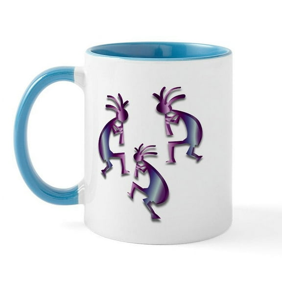 CafePress - Purple & Blue Kokopelli Mug - 11 oz Ceramic Mug - Novelty Coffee Tea Cup