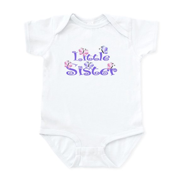 CafePress - Purple Butterfly Little Sister Baby/Toddler Bodysu - Baby Light Bodysuit, Size Newborn - 24 Months