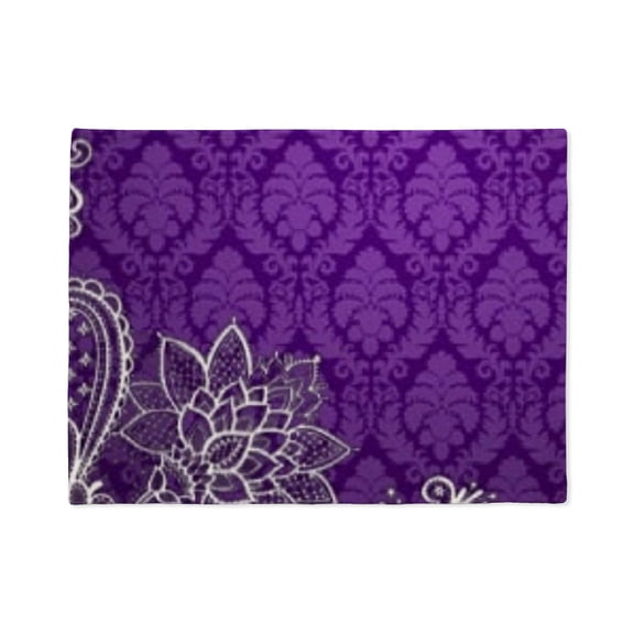 CafePress - Purple Damask White Lace - Soft Fleece Throw Stadium Blanket, 30"x40"