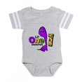 thumbnail image 1 of CafePress - Purple Dinosaur 1St Birthda - Cute Infant Baby Football Bodysuit, 1 of 3