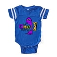 thumbnail image 1 of CafePress - Purple Dinosaur 1St Birthda - Cute Infant Baby Football Bodysuit, 1 of 3