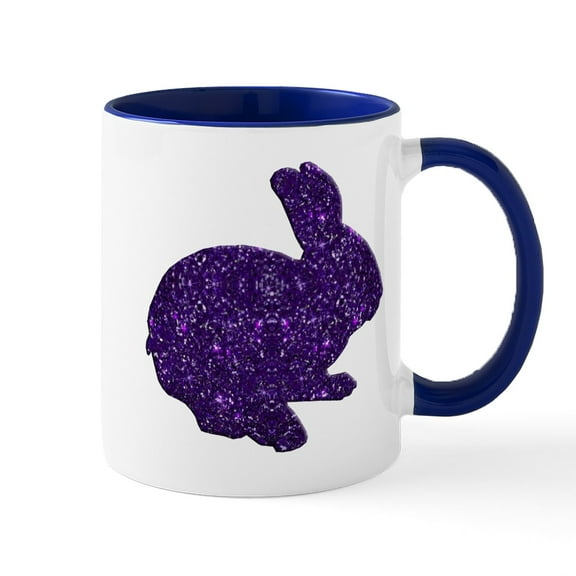 CafePress - Purple Glitter Silhouette Easter Bunny Mugs - 11 oz Ceramic Mug - Novelty Coffee Tea Cup