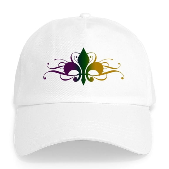 CafePress - Purple Green Yellow Swirl Fleur De Lis Cap - Adjustable 100% Brushed Unisex Casual Cotton Baseball Cap, Beige, 1