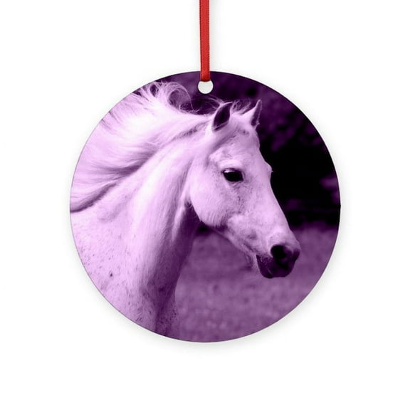 CafePress - Purple Horse Head -  Round Wood Ornament 4"