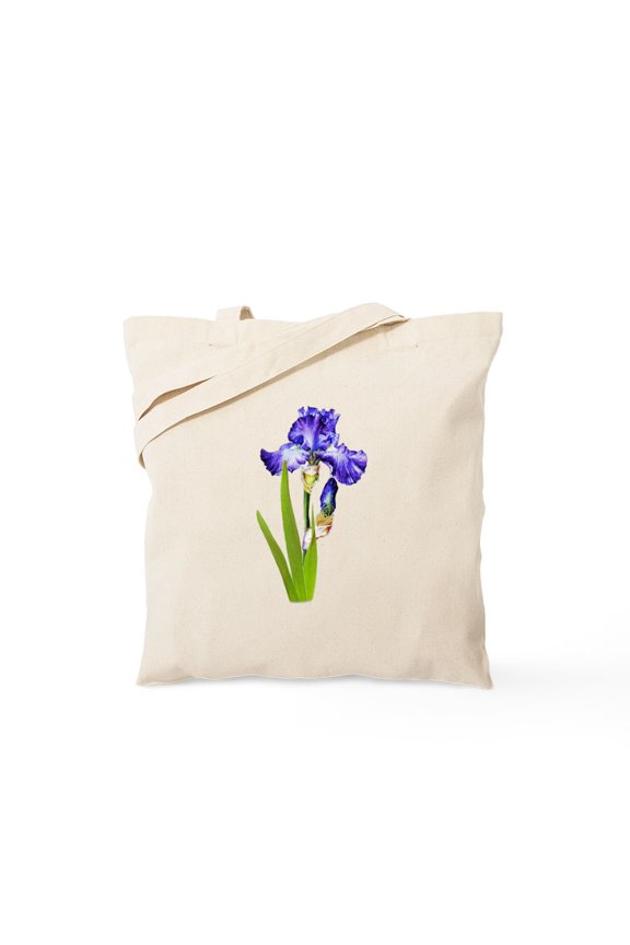 - Purple Iris Tote Bag - Unisex Canvas Tote Bag, Beige, 1-Piece