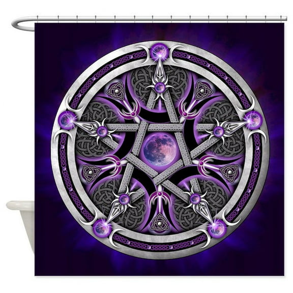 CafePress - Purple Moon Pentacle - Unique Fabric Shower Curtain 70" x 72"