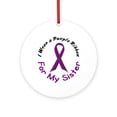 thumbnail image 1 of CafePress - Purple Ribbon For My Sister 4 -  Round Wood Ornament 4", 1 of 2