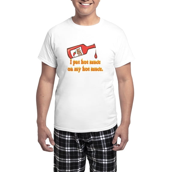 CafePress - Put Hot Sauce On My Hot Sauce Men's Light Pajamas - Men's Light Loose Fit Cotton Pajama Set