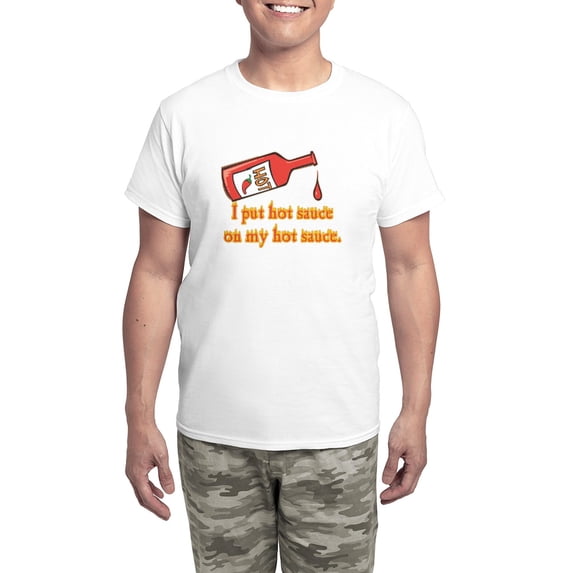 CafePress - Put Hot Sauce On My Hot Sauce Men's Light Pajamas - Men's Light Loose Fit Cotton Pajama Set