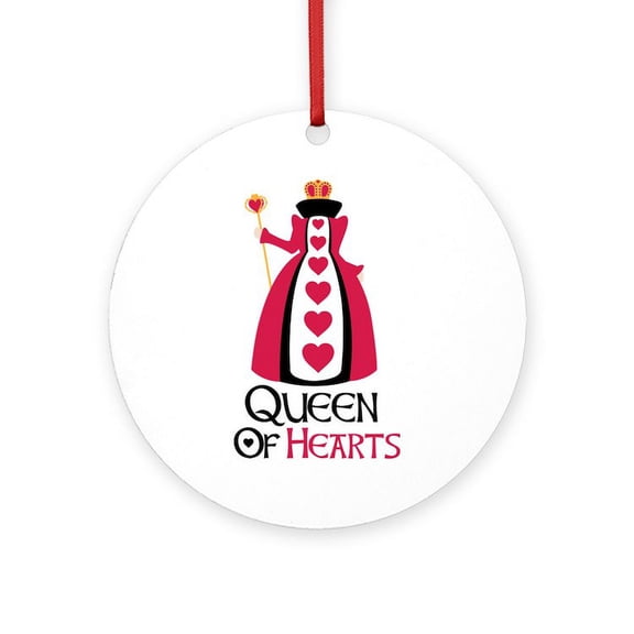 CafePress - QUEEN OF HEARTS - Round Wood Ornament 4"