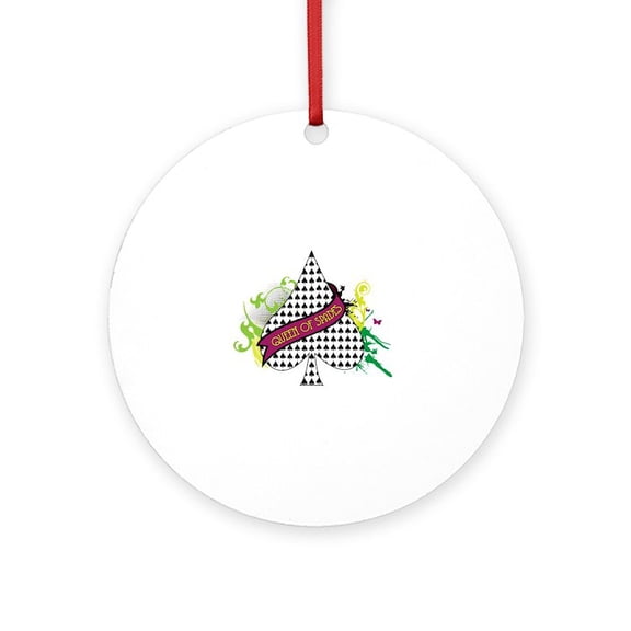 CafePress - QUEEN OF SPADES -  Round Wood Ornament 4"