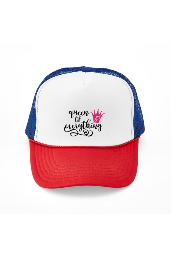 - QUEEN Of Everything - Adjustable Unisex Printed Trucker Hat with Mesh Back