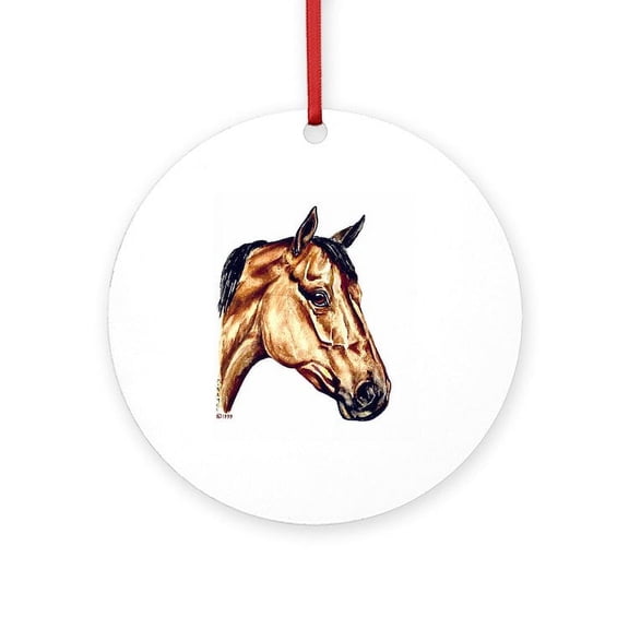 CafePress - Quarter Horse - Round Wood Ornament 4"