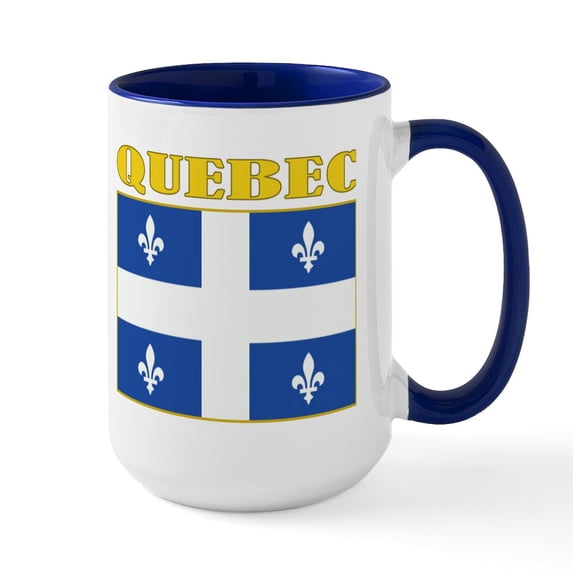 CafePress - Quebec Flag Large Mug - 15 oz Ceramic Large White Novelty Mug
