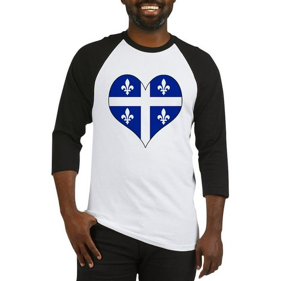 CafePress - Quebec Heart Baseball Jersey - Cotton Baseball Jersey, 3/4 Raglan Sleeve Shirt