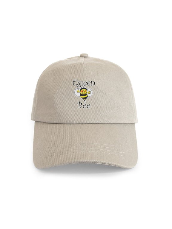 - Queen Bee Cap - Adjustable 100% Brushed Unisex Casual Cotton Baseball Cap, Beige, 1
