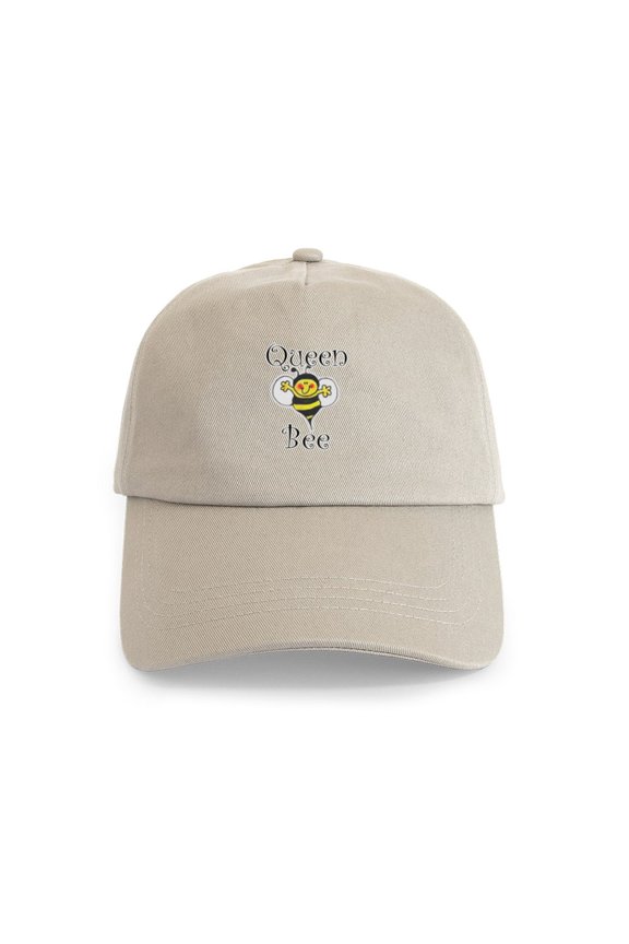 - Queen Bee Cap - Adjustable 100% Brushed Unisex Casual Cotton Baseball Cap, Beige, 1