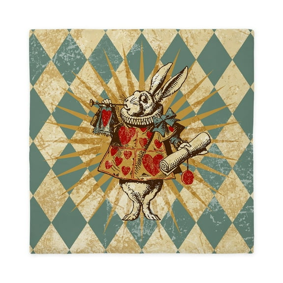 CafePress - White Rabbit Vintage_B - Queen Duvet