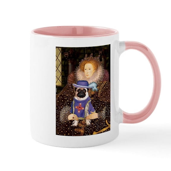 CafePress - Queen Elizabeth I And Sir Pug Mug - 11 oz Ceramic Mug - Novelty Coffee Tea Cup