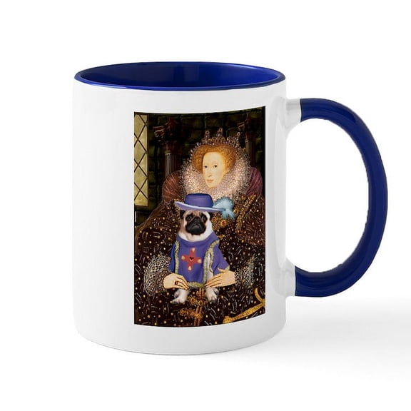 CafePress - Queen Elizabeth I And Sir Pug Mug - 11 oz Ceramic Mug - Novelty Coffee Tea Cup