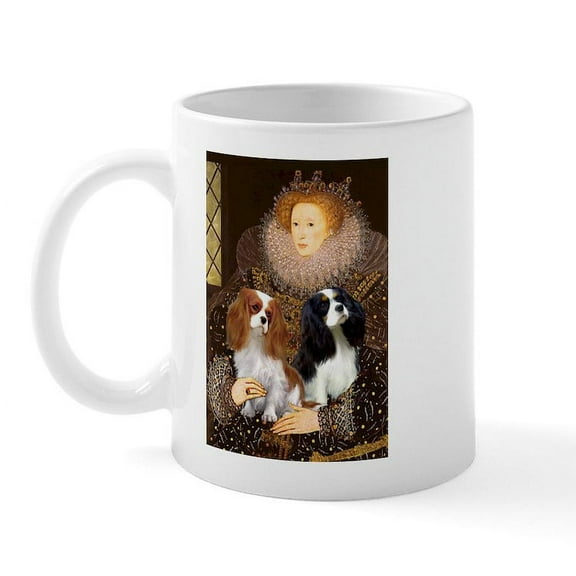 CafePress - Queen Elizabeth I & Cavalier King Pair Mug - 11 oz Ceramic Mug - Novelty Coffee Tea Cup
