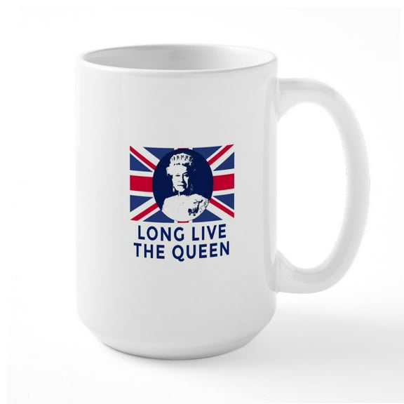 CafePress - Queen Elizabeth II: Long Live The Quee Large Mug - 15 oz Ceramic Large White Novelty Mug