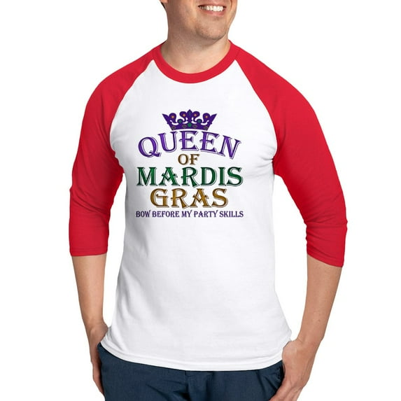 CafePress - Queen Of Mardis Gras Baseball Jersey - Cotton Baseball Jersey, 3/4 Raglan Sleeve Shirt