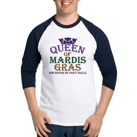 CafePress - Queen Of Mardis Gras Baseball Jersey - Cotton Baseball Jersey, 3/4 Raglan Sleeve Shirt
