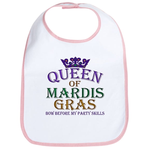 CafePress - Queen Of Mardis Gras Bib - Cute Cotton Cloth Baby Bib, Toddler Bib
