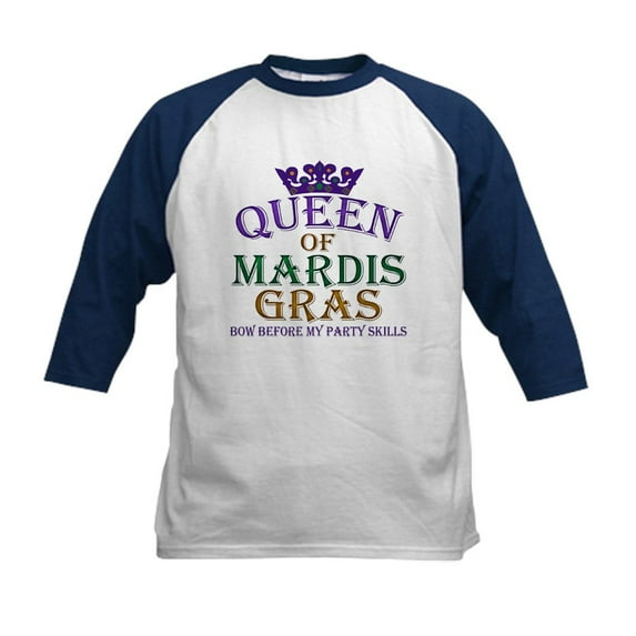 CafePress - Queen Of Mardis Gras Kids Baseball Jersey - Kids Cotton Baseball Jersey, 3/4 Sleeve Shirt
