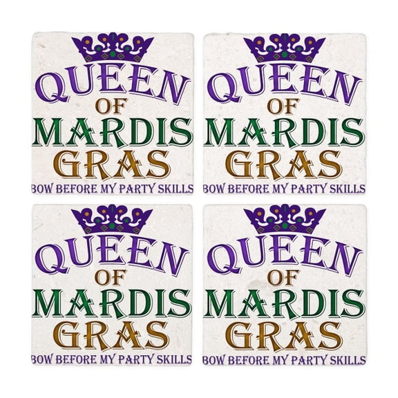 CafePress - Queen Of Mardis Gras Stone - Tile Coaster, Drink Coaster Set of 4