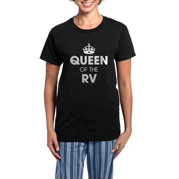 CafePress - Queen Of The RV Women's Dark Pajamas - Women's Short Sleeve Print T-Shirt and Pants Dark Cotton Pajama Set