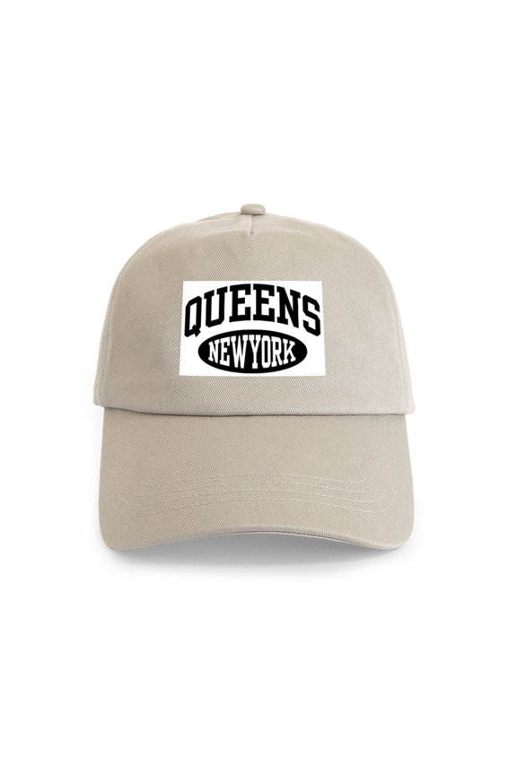 - Queens New York Cap - Adjustable 100% Brushed Unisex Casual Cotton Baseball Cap, Beige, 1