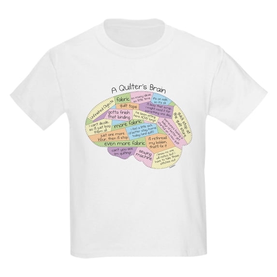 CafePress - Quilter's Brain Kids Light T Shirt - Light T-Shirt Kids XS-XL