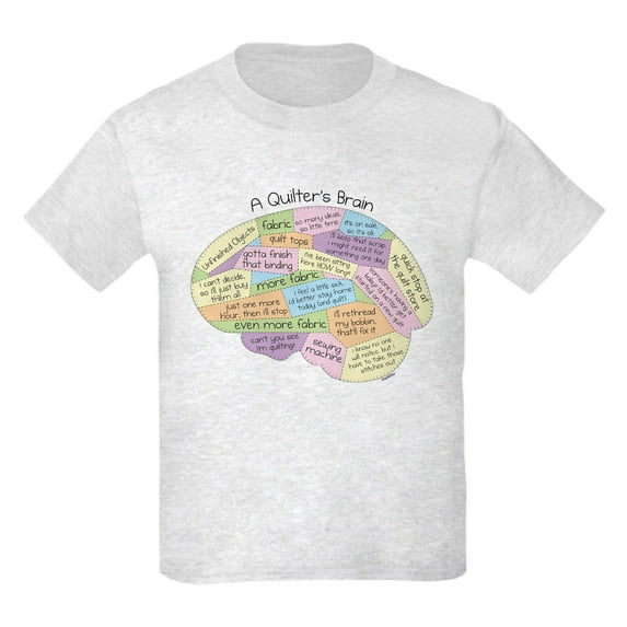 CafePress - Quilter's Brain Kids Light T Shirt - Light T-Shirt Kids XS-XL