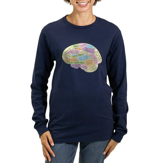 CafePress - Quilter's Brain Long Sleeve T Shirt - Women's Long Sleeve Graphic Tee Casual Fit