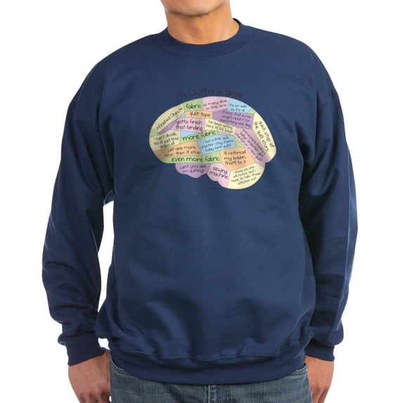 CafePress - Quilter's Brain Sweatshirt - Classic Crew Neck Sweatshirt