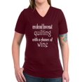thumbnail image 1 of CafePress - Quilting And Wine Women's V Neck Dark T Shirt - Women's V-Neck Dark T-Shirt, 1 of 1