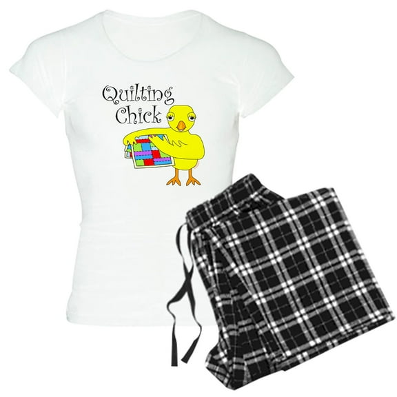 CafePress - Quilting Chick Text Women's Light Pajamas - Women's Short Sleeve Print T-Shirt and Pants Light Cotton Pajama Set