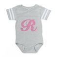thumbnail image 1 of CafePress - R Pink Initial_Tr - Cute Infant Baby Football Bodysuit, 1 of 3