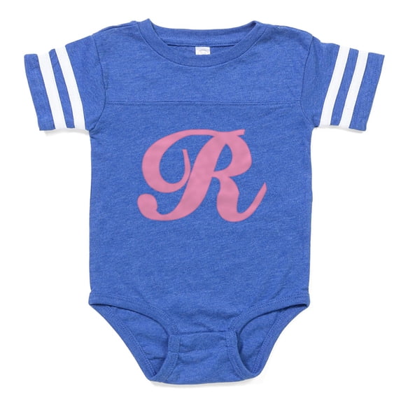 CafePress - R Pink Initial_Tr - Cute Infant Baby Football Bodysuit