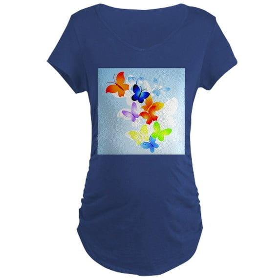 CafePress - RAINBOW Of BUTTERFLIES Maternity Dark T Shirt - Maternity Dark T-Shirt